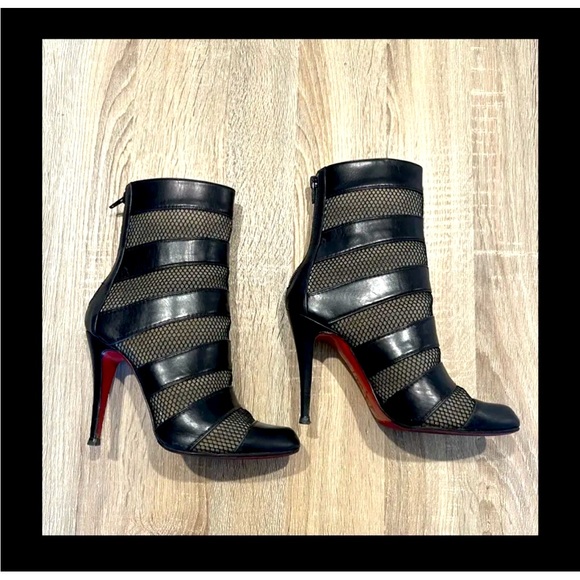 Christian Louboutin Shoes - Christian Louboutin Black and Gold Ankle Boots